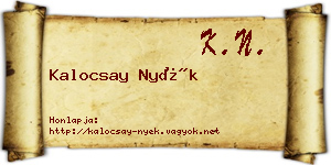 Kalocsay Nyék névjegykártya